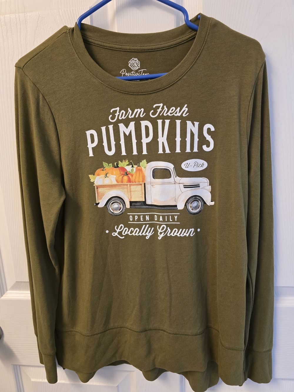 Farm Fresh Pumpkins Graphic Long-Sleeve Sweatshirt - Olive Green